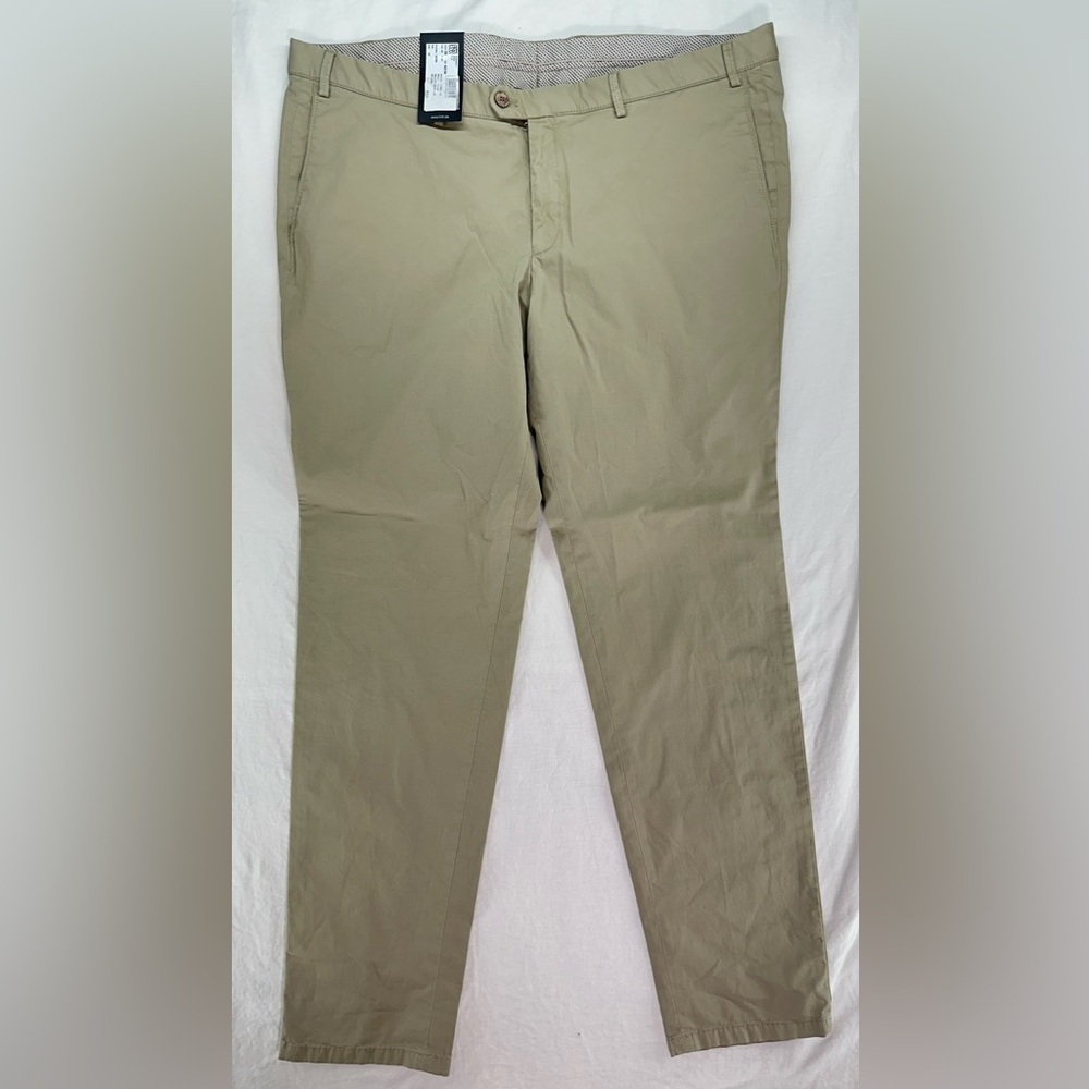 NEW Hiltl Tierre Pants Size US 42/34 Solid Tan Cotton‎ Blend Slim Fit